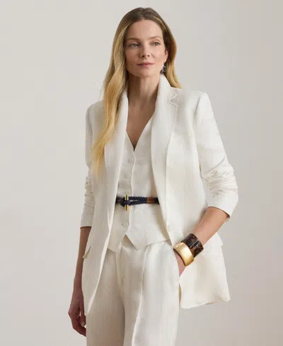 Ralph Lauren Petite Notch Lapel Twill Blazer In White