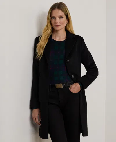 Ralph Lauren Petite Notched-collar Walker Coat In Black