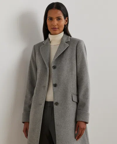 Ralph Lauren Petite Notched-collar Walker Coat In Gray