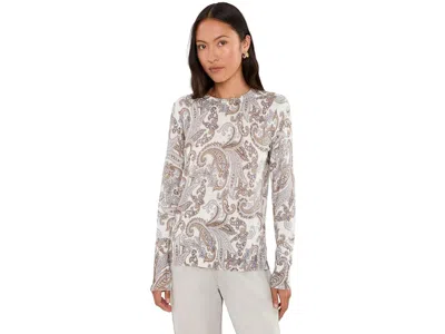 Ralph Lauren Petite Paisley Cotton-modal Sweater Women's Sweater Cream/multicolor: Ps In Gray