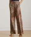 Ralph Lauren Petite Paisley Crepe Wide-leg Pant In Brown