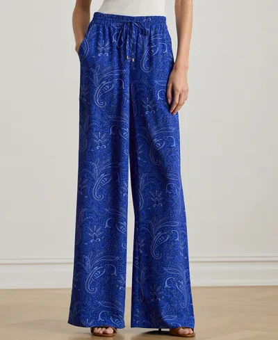 Ralph Lauren Petite Paisley Crepe Wide-leg Pants In Multi