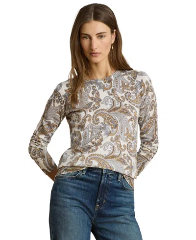 Ralph Lauren Petite Paisley Print Crewneck Sweater In Multi