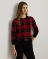 Ralph Lauren Petite Plaid Crewneck Sweater In Red