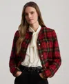 Ralph Lauren Petite Plaid Cropped Jacket In Red