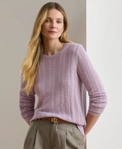 Ralph Lauren Petite Pointelle-knit Slim Fit Sweater In Pink