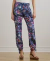 Ralph Lauren Petite Print Linen Cargo Ankle Pants In Multi