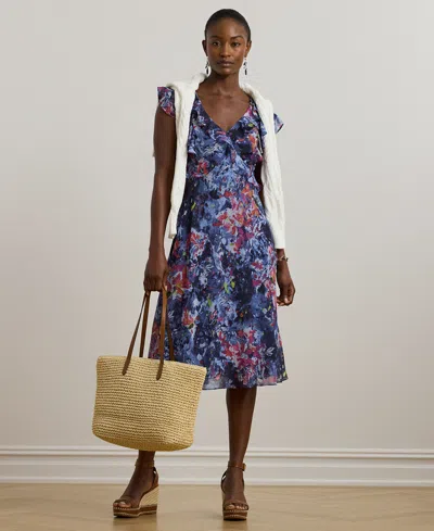 Ralph Lauren Petite Print Ruffle-trim Georgette Midi Dress