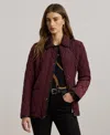 Ralph Lauren Petite Quilted Velboa Lined Coat In Burgundy