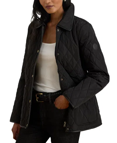 Ralph Lauren Petite Quilted Velboa-lined Jacket, Created For Macy's In Dk Navy