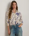 Ralph Lauren Lauren  Belting Print Classic Fit Crepe Button-up Shirt In Multi