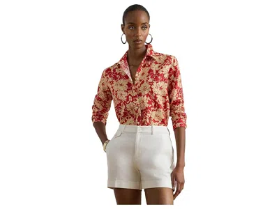 Ralph Lauren Petite Relaxed Fit Floral Linen Shirt In Red