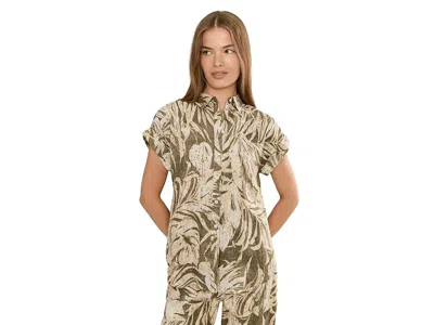 Ralph Lauren Petite Relaxed Fit Print Short Sleeve Shirt Women's Clothing Olive Multi: Ps In Neutral