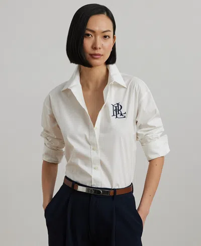 Ralph Lauren Petite Relaxed Fit Stretch Cotton Shirt In Animal Print