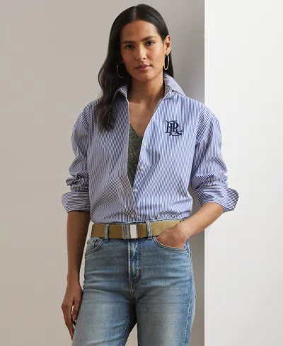 Ralph Lauren Petite Relaxed Fit Stretch Cotton Shirt In Multi