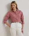 Ralph Lauren Womens Relaxed Fit Striped Linen Shirt P Xs 3x In Brown