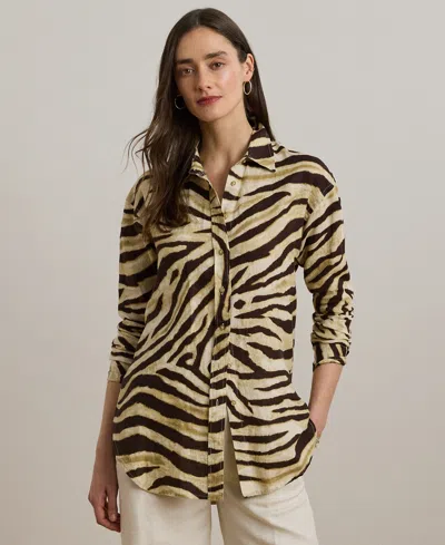 Ralph Lauren Petite Relaxed-fit Zebra-print Linen Shirt