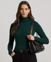 Ralph Lauren Petite Ribbed Turtleneck Sweater In Green