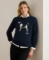 Ralph Lauren Petite Riednee-lo Intarsia Knit Sweater In Blue
