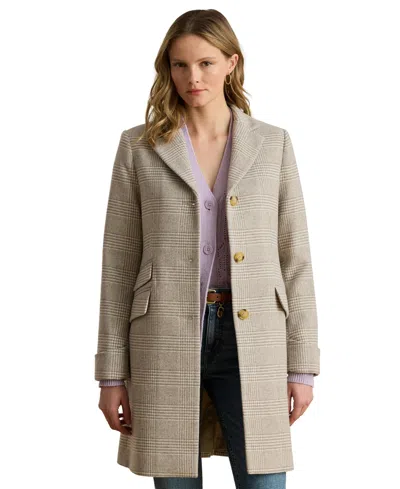 Ralph Lauren Petite Single-breasted Wool-blend Walker Coat, Created For Macy's In Gray