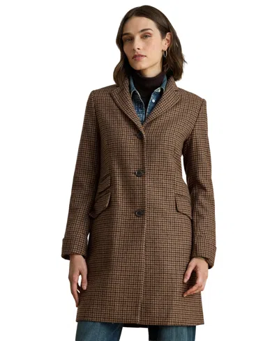 Ralph Lauren Petite Single-breasted Wool-blend Walker Coat, Created For Macy's In Brown