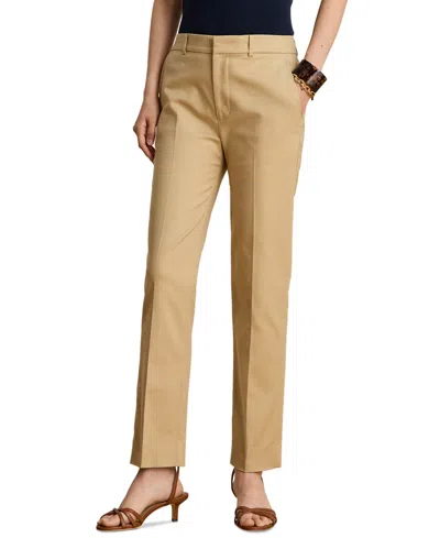 Ralph Lauren Petite Slim Straight Ankle Pants In Birch Tan