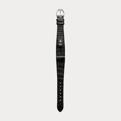 Polo Ralph Lauren Petite Stirrup Alligator Watch Strap In Black