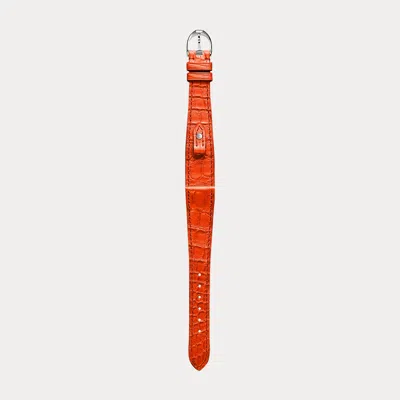 Polo Ralph Lauren Petite Stirrup Alligator Watch Strap In Orange