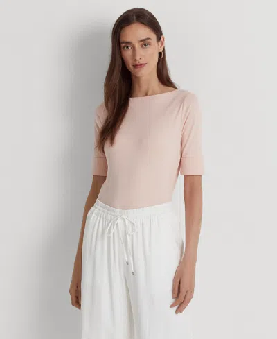 Ralph Lauren Petite Stretch Boatneck Top In Pink