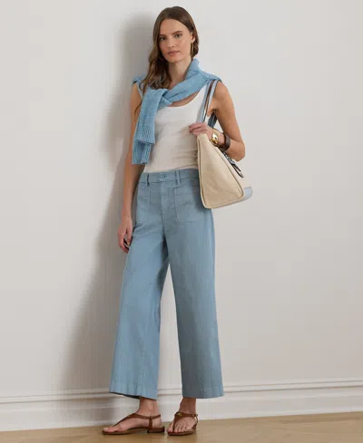 Ralph Lauren Petite Stretch Chino Wide-leg Cropped Pants In Multi