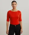 Ralph Lauren Petite Stretch Cotton Boatneck Tee In Red