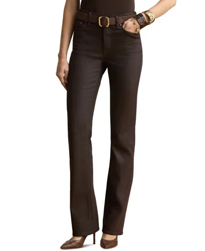 Ralph Lauren Petite Stretch High-rise Coated Bootcut Jeans, 29-1/2" Inseam In Brown