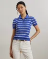 Ralph Lauren Petite Striped Cable-knit Cotton Polo Sweater