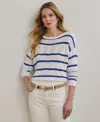 Ralph Lauren Petite Striped Pointelle Cotton-blend Sweater