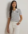 Ralph Lauren Petite Striped Short-sleeve Polo Sweater In Multi