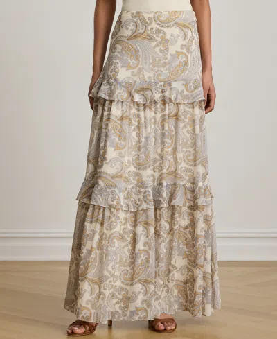 Ralph Lauren Petite Tiered A-line Maxi Skirt In Neutral