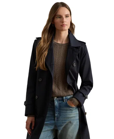 Ralph Lauren Petite Belted Water-resistant Trench Coat In Blue