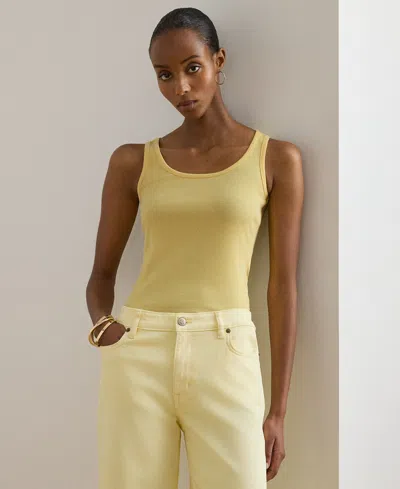 Ralph Lauren Petite Yellow Rib-knit Scoop Neck Stretch Tank Top