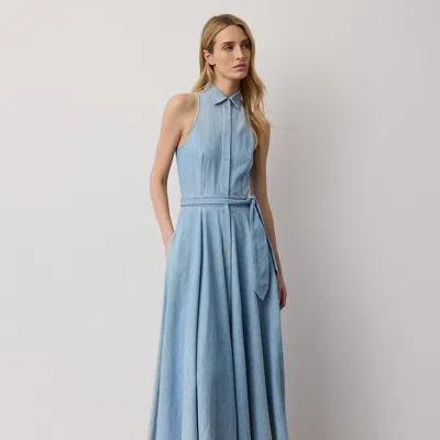 Ralph Lauren Peyten Cotton Denim Day Dress In Cirrus Indigo In Blue