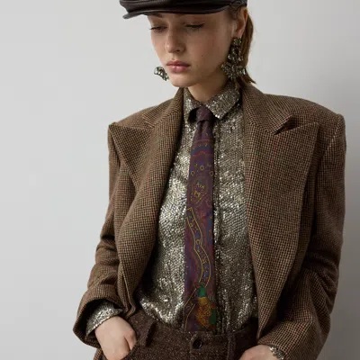 Ralph Lauren Pheasant Paisley Silk Twill Tie In Luggage Brown Multi