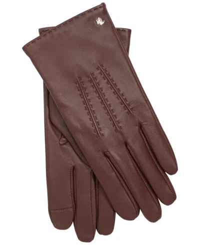 Ralph Lauren Pick Stitch Leather Touch Glove In Brown