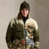 Ralph Lauren Pile Fleece Graphic Jacket In Multi