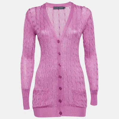 Pre-owned Ralph Lauren Pink Cable Knit Cardigan S