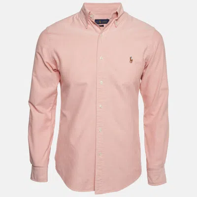 Pre-owned Ralph Lauren Pink Logo Embroidered Cotton Oxford Shirt S