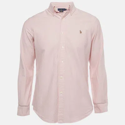 Pre-owned Ralph Lauren Pink Logo Embroidered Cotton Slim Fit Shirt M