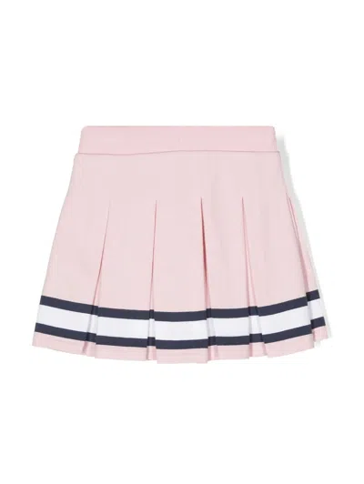 Ralph Lauren Kids' Pink Pleated Mini Skirt With Striped Pattern