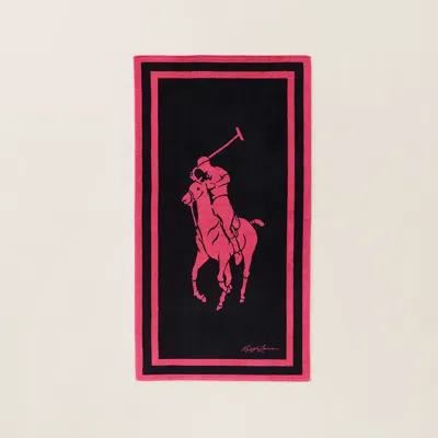 Ralph Lauren Pink Pony Beach Towel In Black/pink