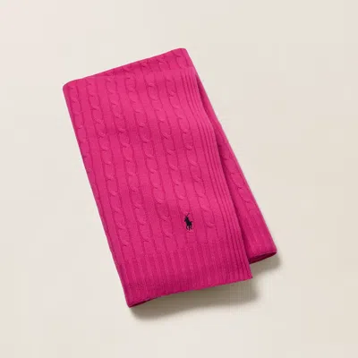 Ralph Lauren Pink Pony Cable Cashmere Throw Blanket In Pink