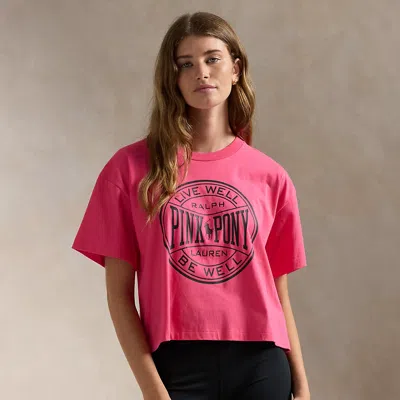 Polo Ralph Lauren Pink Pony Cotton Jersey Cropped Tee In Blaze Fuchsia