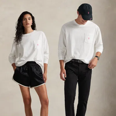 Ralph Lauren Pink Pony Cotton Jersey Long-sleeve Tee In Multi